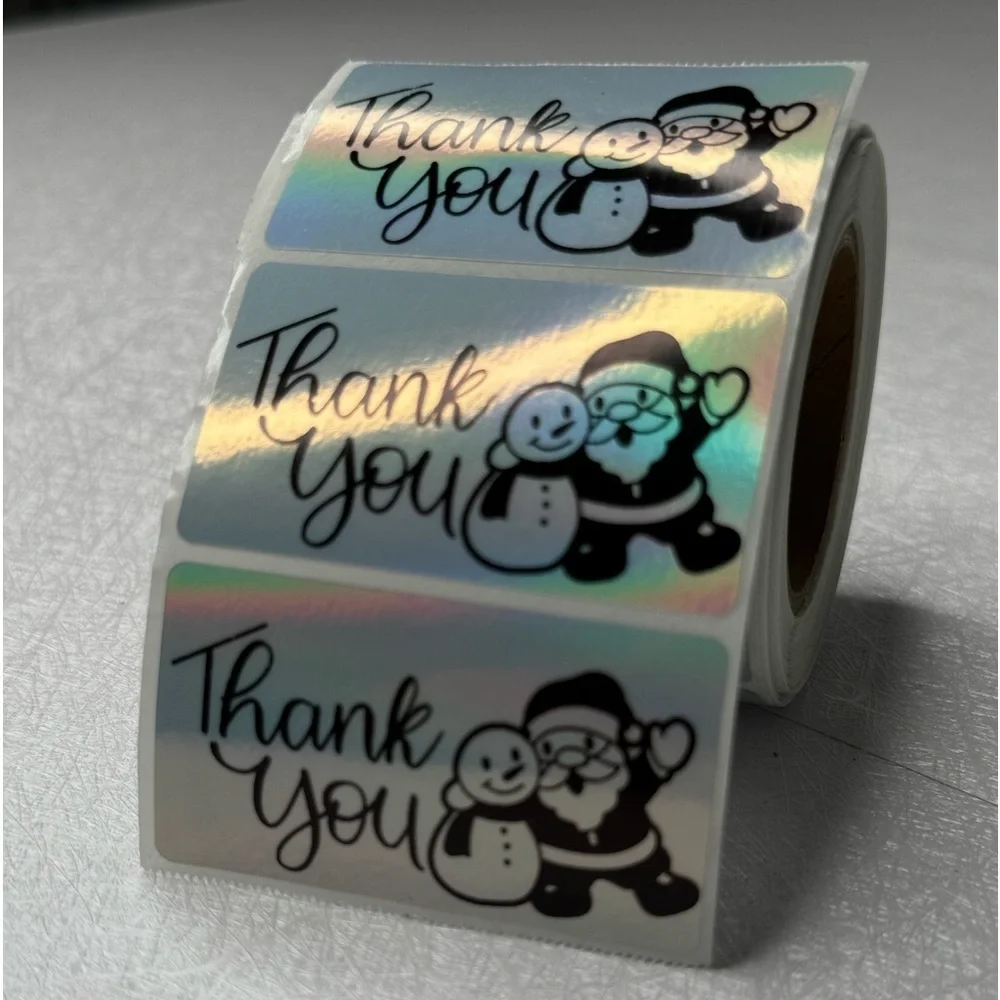100 Thank You Christmas Stickers, Envelope Seals, Labels, Tags, Stamps,2.25